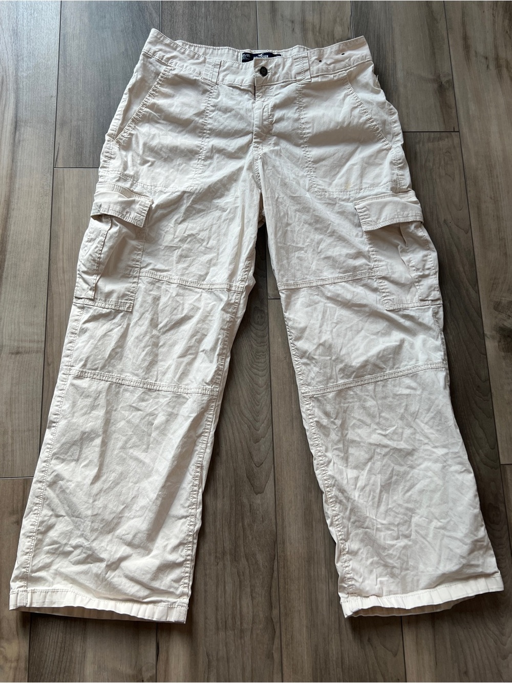 Hollister high rise vintage Baggy pants Cream white Cargo Size 13S/12S